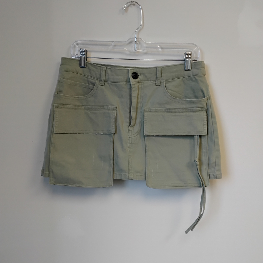 Olive Mini Skirt with Pockets